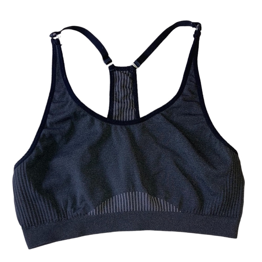 Fabletics Gray & Black Sports Bra